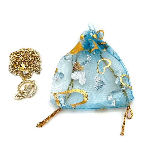 18K Gold Plated over 925 Solid Sterling Silver "D" Letter Necklace - Picture 7 of 8